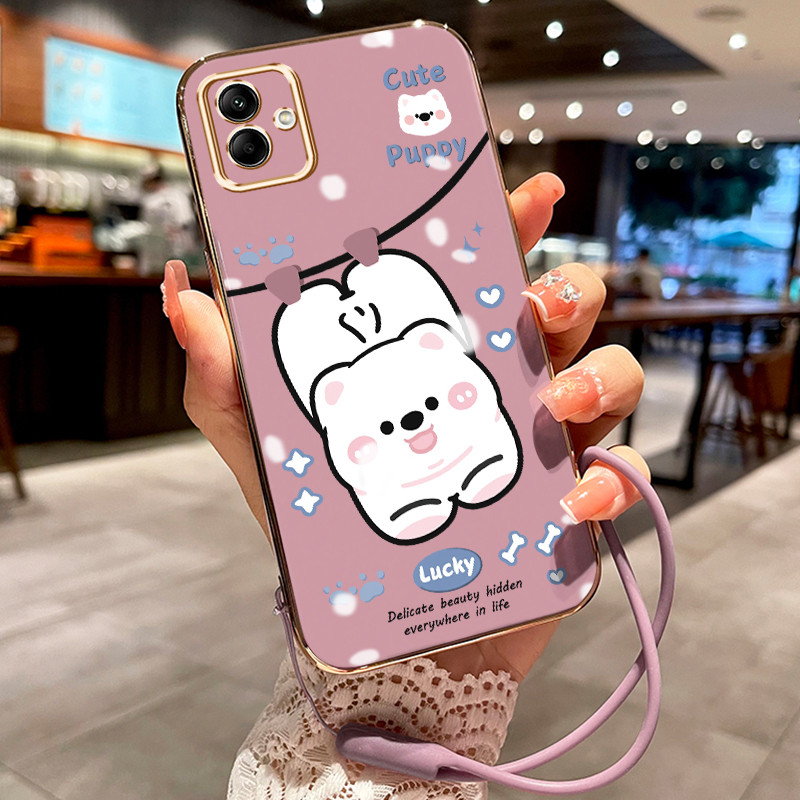 Casing Hp Untuk Samsung Galaxy A04 M04 F04 A04E A04S Case Anjing kecil pink pelapisan Kekinian Cesin