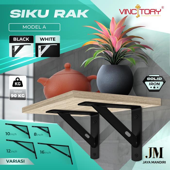 Bracket Siku Besi Penyangga Ambalan Tempel Dinding Untuk Papan Kayu dan Rak Hitam dan Putih 2804