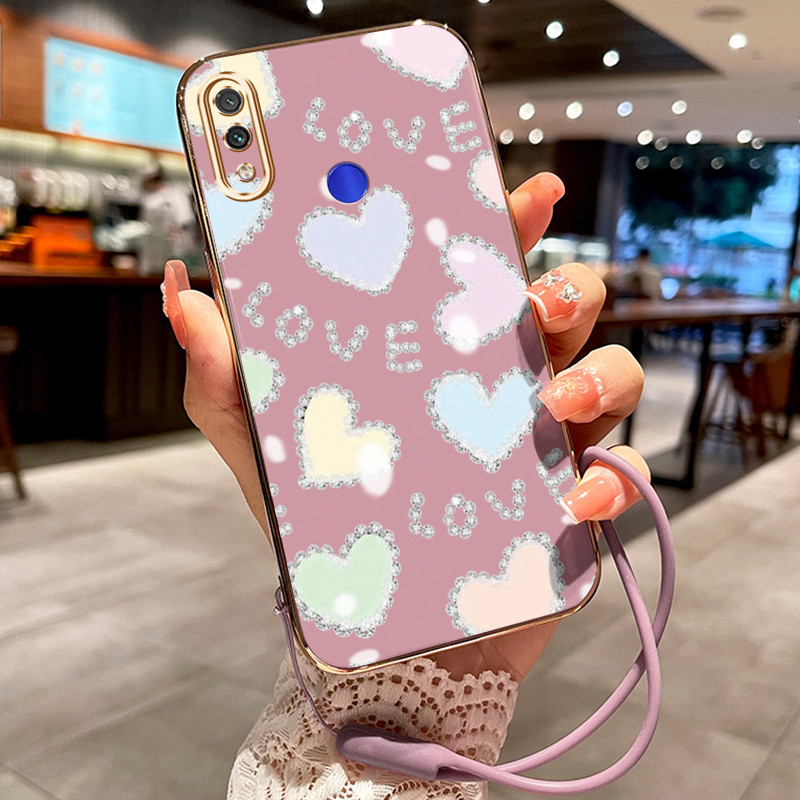 Casing Hp Untuk Xiaomi Redmi Note 7 Note 7s Note 7 Pro Case Hati warna macaron pelapisan Kekinian Ce
