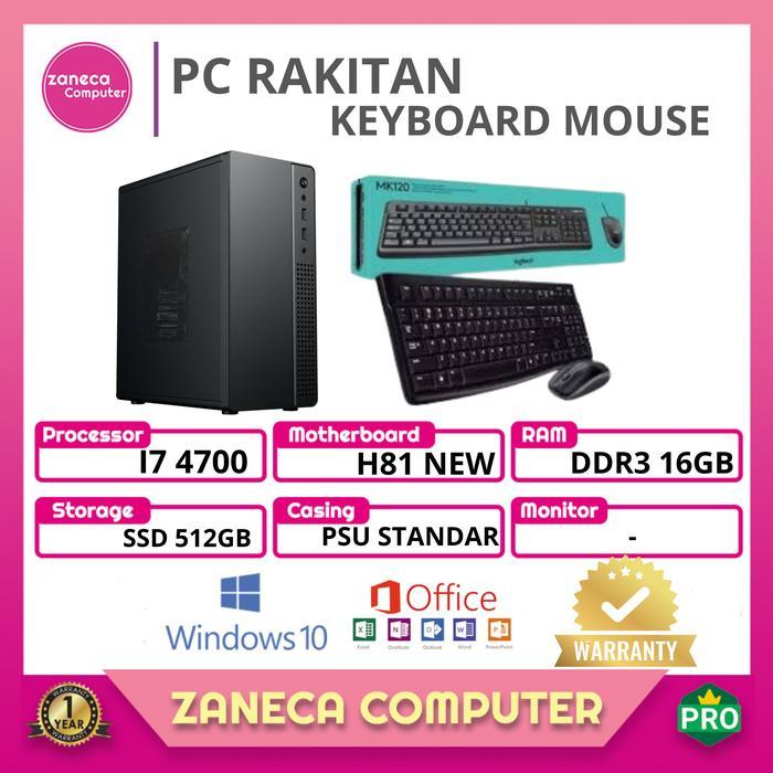 PAKET KOMPUTER PC ONLY RAKITAN i7 4770 RAM 16GB SSD 512GB KEYBOARD MOUSE NEW