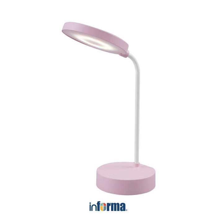 Informa Lampu Meja Led Rechargeable Round - Pink Lampu Baca Penerangan Kamar Minimalis Lampu