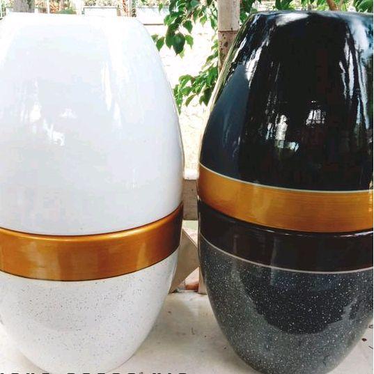 POT KERAMIK/POT GERABAH/POT TANAH LIAT/POT BUNGA PUTIH DIAMETER 32 CM