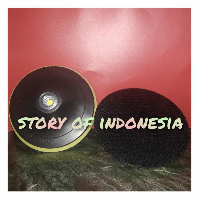 Tatakan Pad Amplas Bulat 5" Inch Velcro Lubang Drat M 10 Gerinda 4Inch