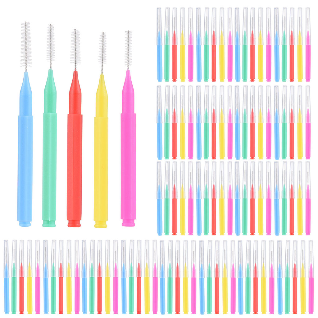 100 Pieces Interdental Brushes Dental Floss Toothpick Orthodontic