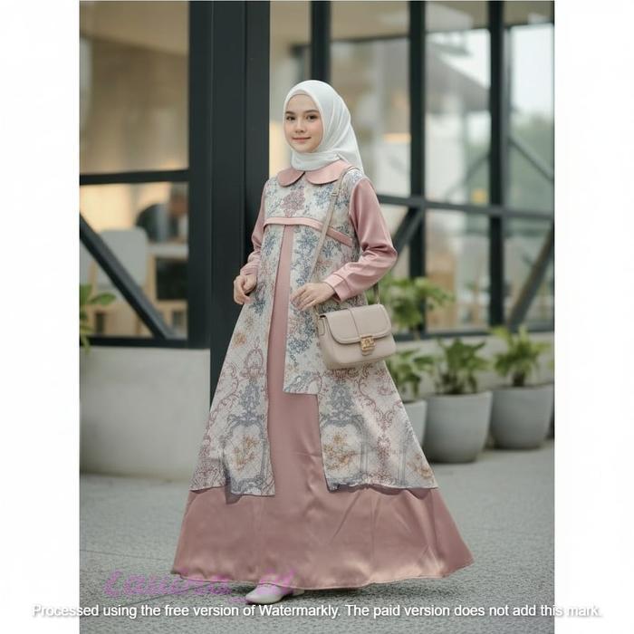 s7 gamis aira anak perempuan bahan ceruty baby doll motif floral santai usia 1 sampai 12 tahun cocok