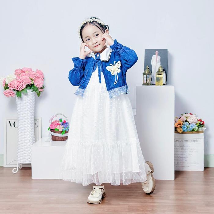 s7 Gamis Princess Middi Rompi 2In 1 Anak Perempuan jeans Mix Tila 3 Sampai 11 Tahun Gamis Tebaru