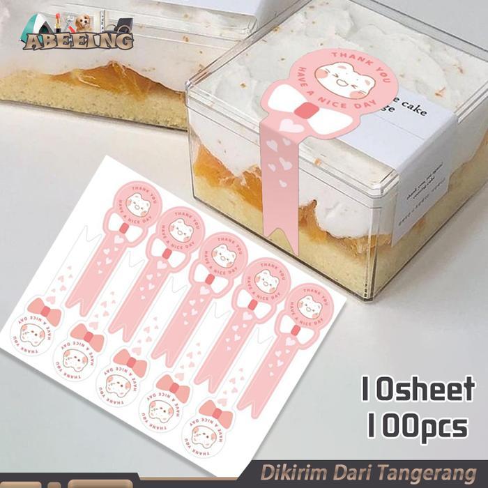 100pcs stiker lucu stiker thank you stiker box stiker cantik sticker segel selamat menikmati