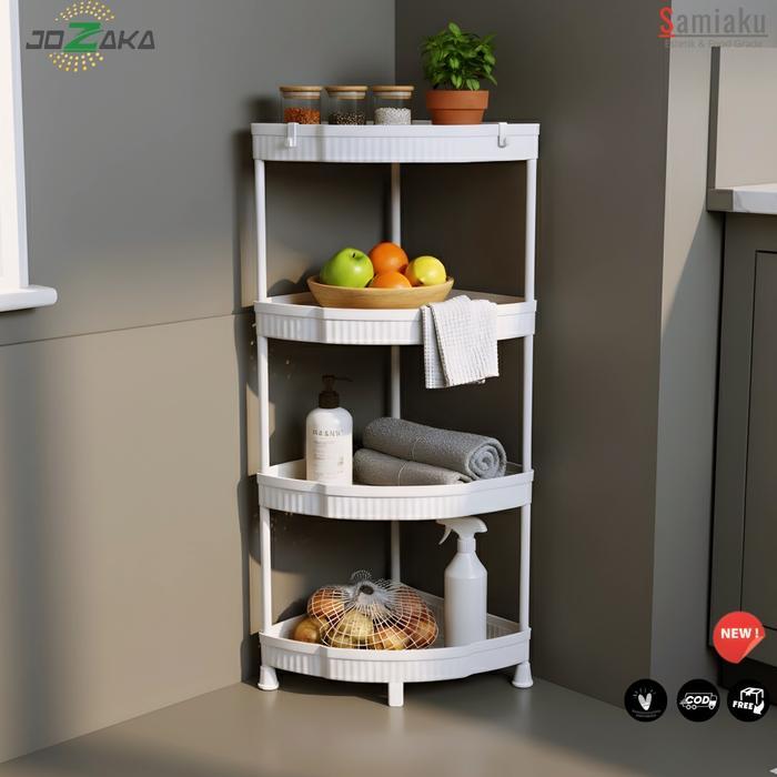 [Samiaku] Rak Susun Sudut Plastik 4 Susun Rak sudut serbaguna Putih