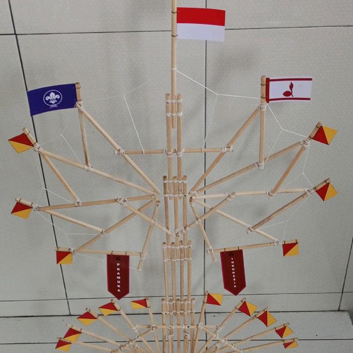 ASLI Miniatur Pionering Pramuka 56 Tongkat / Miniatur Tiang Bendera READY STOCK