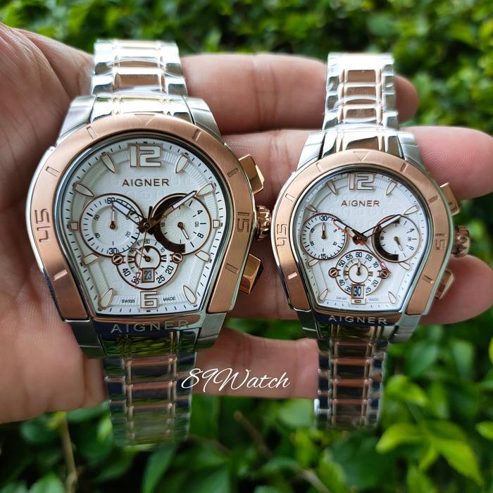 Jam Tangan Pria Couple AIGNER Palermo A58500 Stainless Combi