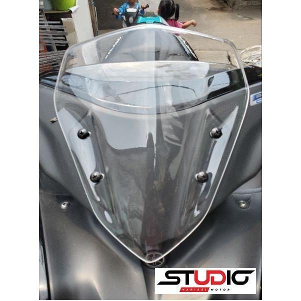 "New" Visor Aerox Standar Bening Black Windshield Yamaha Aerox 155 Connected Tebal Motorcycle