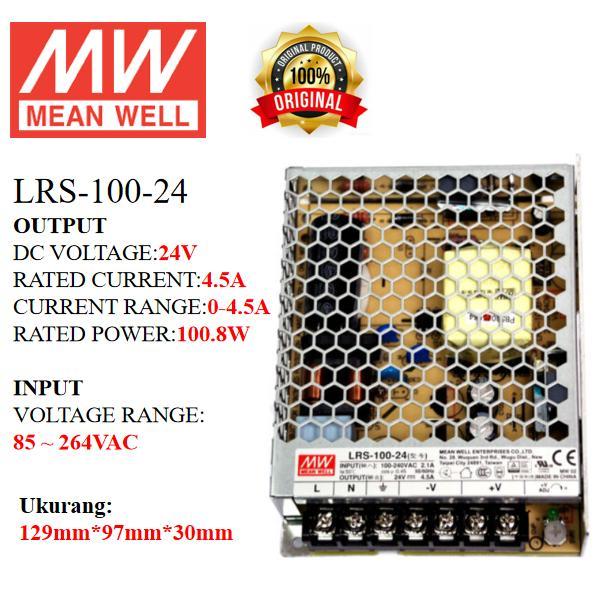 MEAN Power Supply LRS-100-24 LRS 100 24 LRS10024 Ballast 24vIndoor