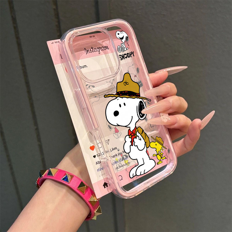 2 In 1 Snoopy Lucu Case Iphone 16 Pro Max 17 Pro Max 16 Plus 14 12 Pro 15 Pro 11 13 Ckk2 Shockproof 