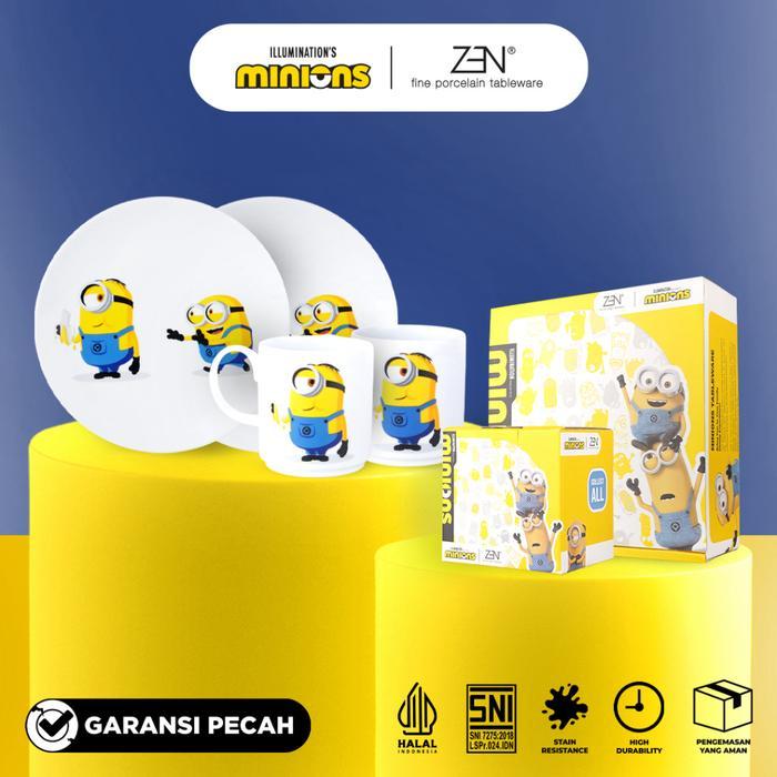 MINIONS ZEN Dinner Set Piring Mug Gelas Keramik Banana isi 4 pcs + Box