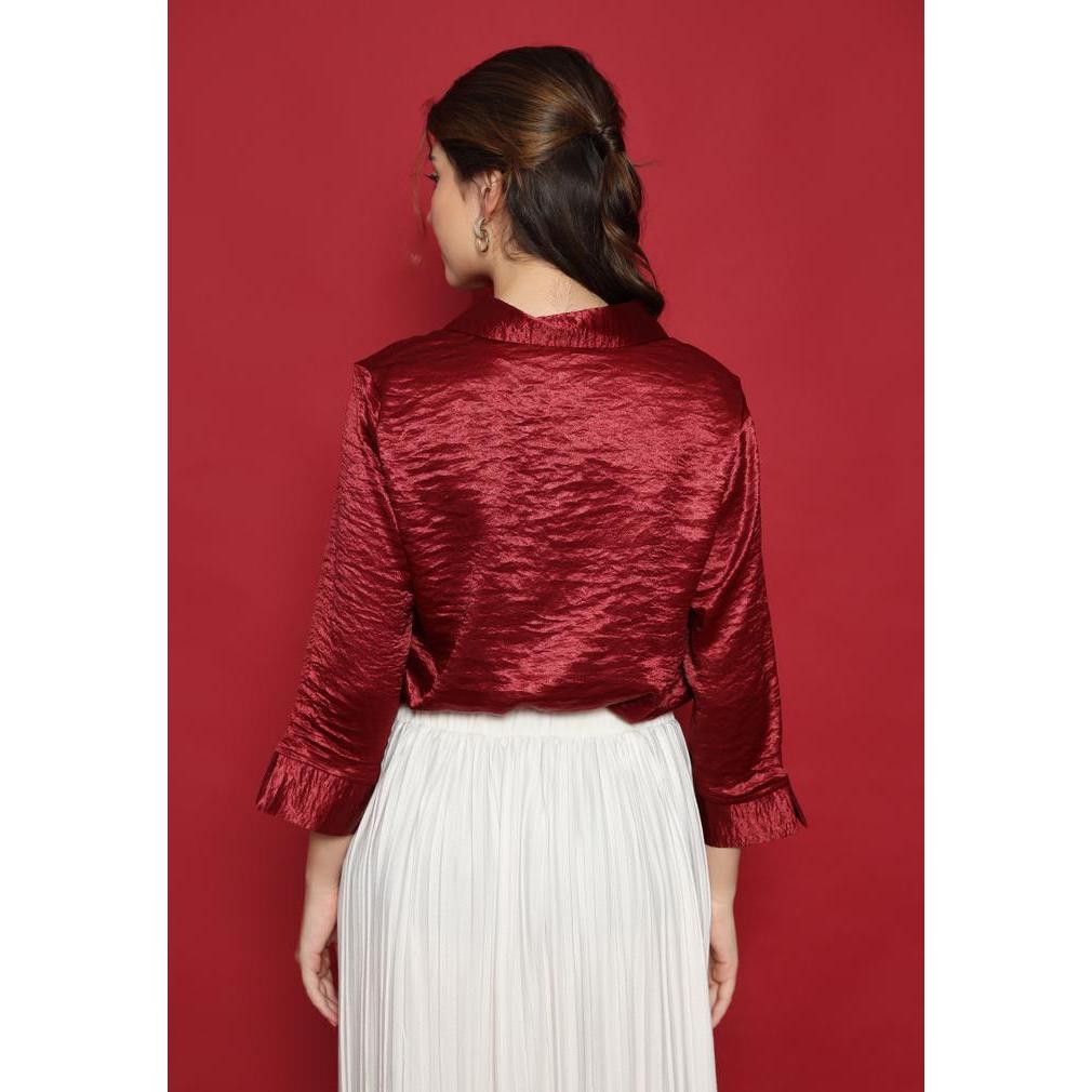 SHIMER SHIRT IN MAROON BY BRILLIANT GIRL