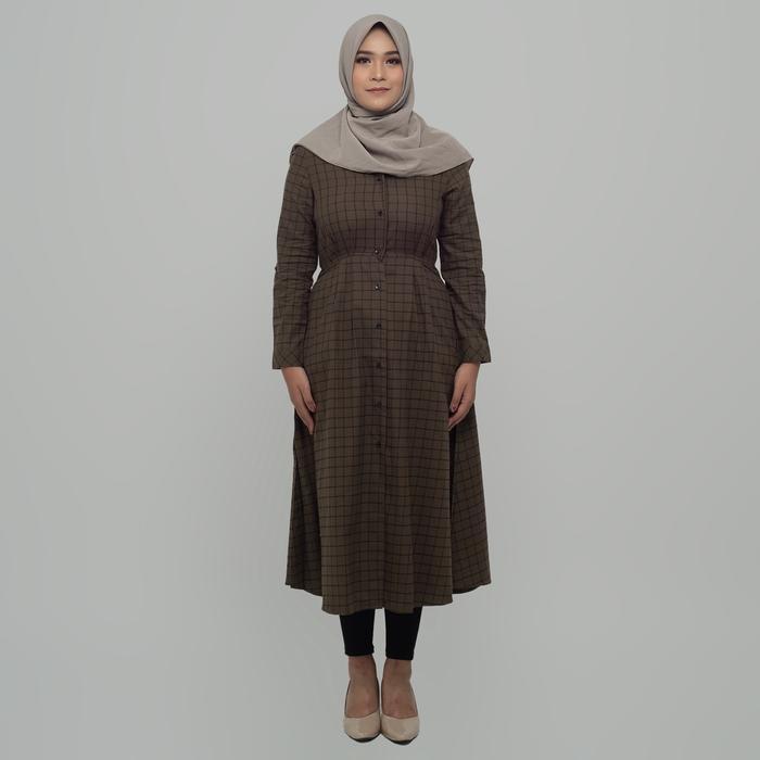 Benhill Kemeja Gamismuslim Couple Flannel Motif Kotak Coklat 1206-28940 Panjang Remaja Pasangan