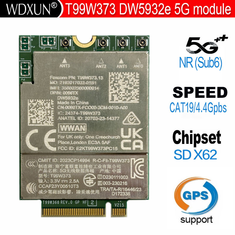 5G Module LTE Cat19 T99W373 DW5932e DW5932e-eSIM M.2 NGFF Wireless WWAN Card For Dell Latitude 7350
