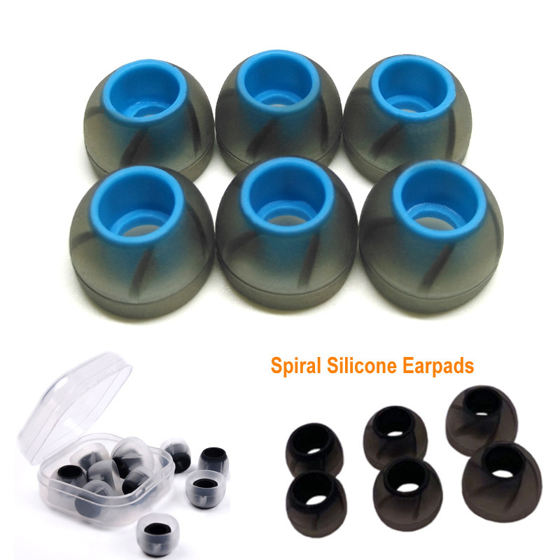 BESTPRICE 3 Pairs Spiral Silicone Earpads For In-Ear Headphones For HIDIZS Mermaid MS4/FiiO FH1s/Moo