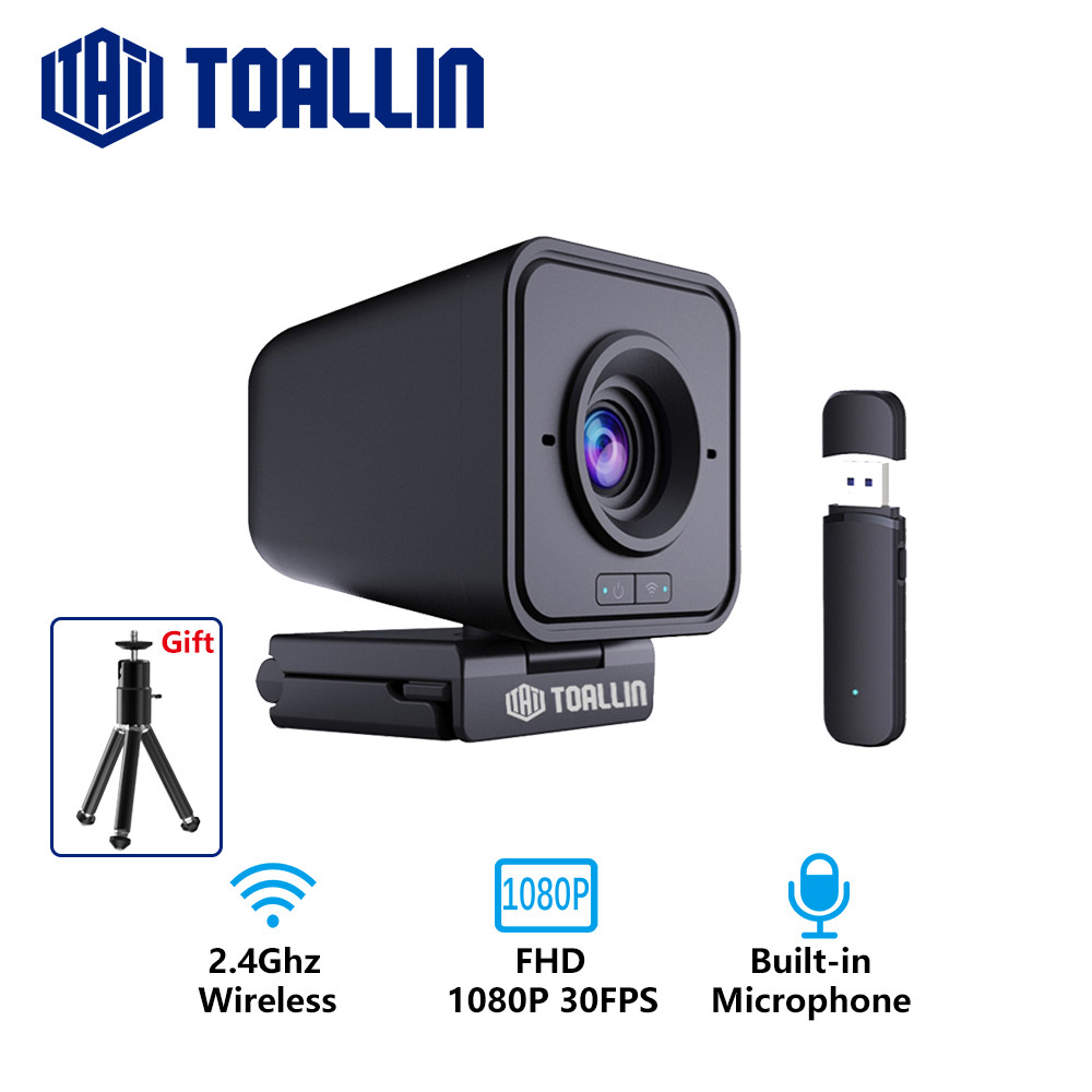 TOALLIN Wireless Webcam 1080P PC Camera, with Microphone, 2.4Ghz Wireless Web Camera for