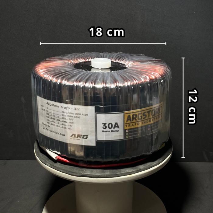 Trafo toroid donat 30A 55V CT (murni) Spesifikasi Balap