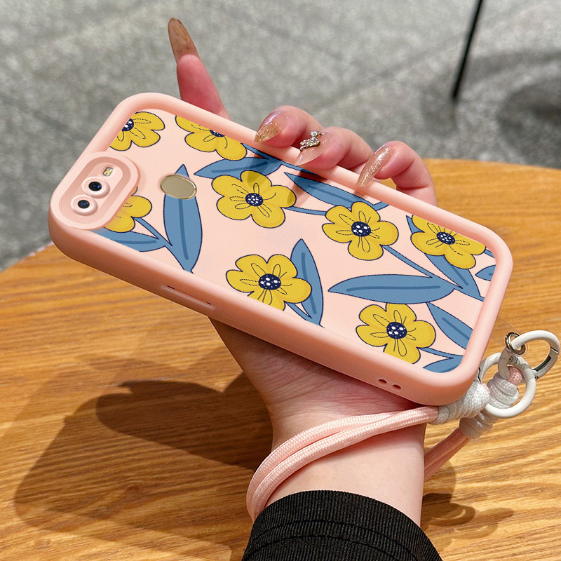 Casing Hp untuk OPPO A7 A5s A12 A12s A11K Case Casing HP Softcase Ponsel Soft Shell dengan Tali Sili