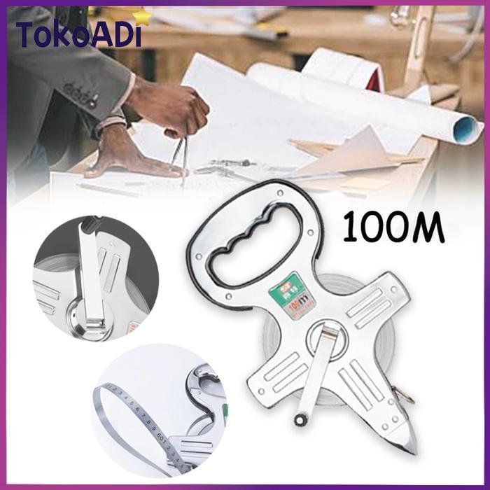 100M Meteran Stainless Steel Gulungan Meteran Tancap Meteran