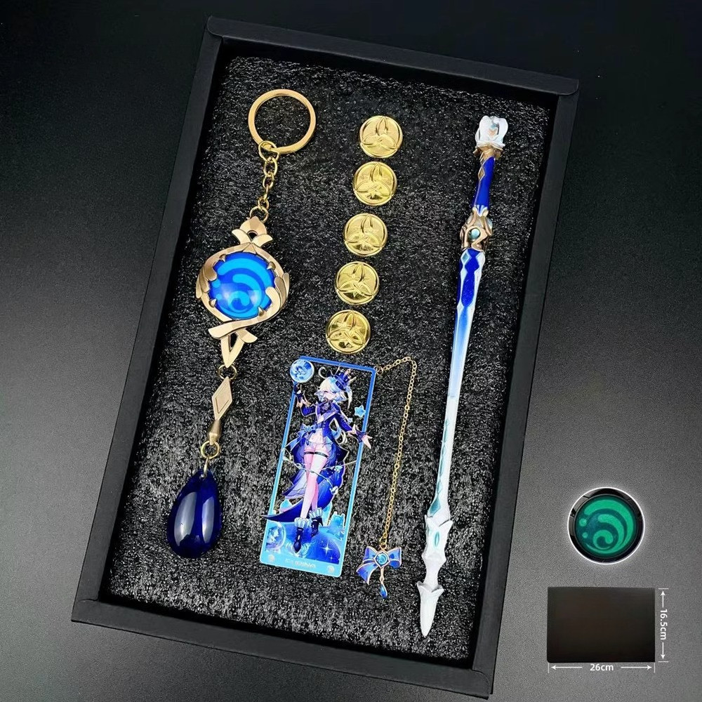 Anime Genshin Impact Furina Peripherhal Bookmark Keychain Pendant Weapon Collection Model Keyring