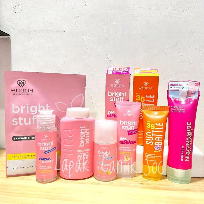 terlaris, best seller EMINA Bright Stuff Paket Hemat Lengkap isi 7 Produk [ 6+1 Free Sheeat Mask