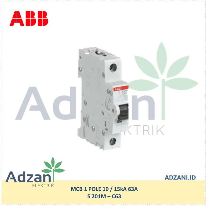 Abb Mcb 1P 63A 10Ka 15Ka S201M-C63 2Cds271001R0634 S 201 M