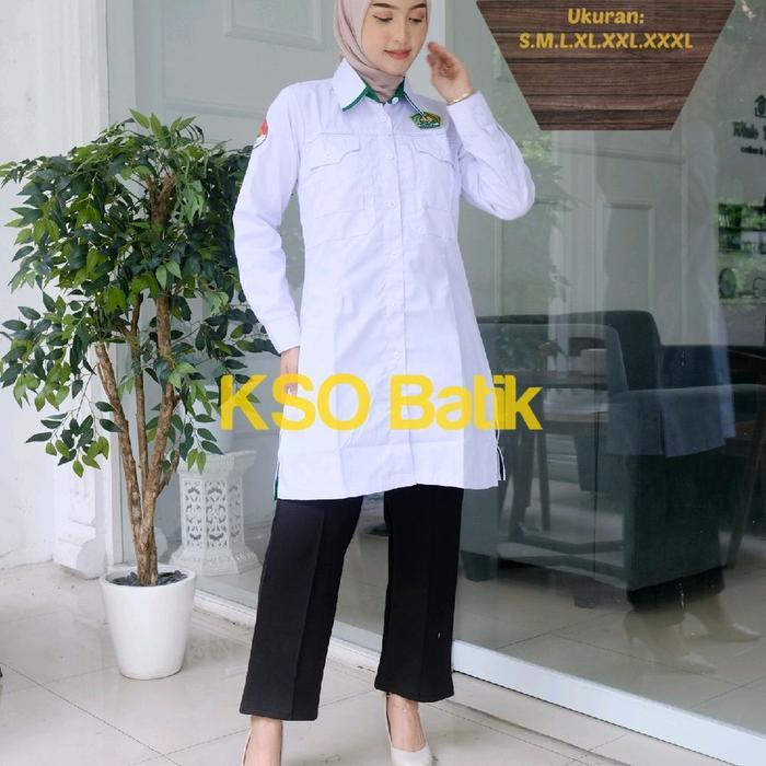 terlaris Tunik PDH PUTIH KEMENAG WANITA LENGAN PANJANG Terbaru 2025 / Tunik WANITA PUTIH LENGAN