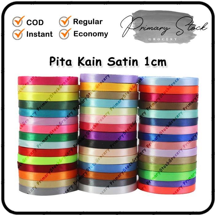 Pita Satin Roll Silk Ribbon Dekorasi Kado Kain Kerajinan Tangan Bungkus Kemasan Kecil 1/2 inch 1 cm