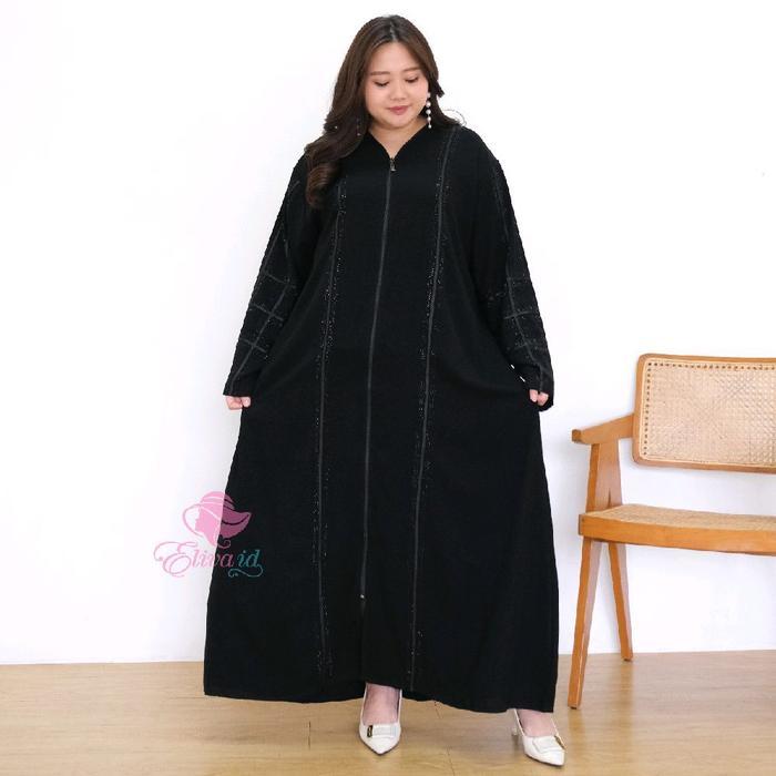 Jumbo Abaya Ruby gamis Turkey Jetblack Umrah Haji hitam ld 130 140 cm