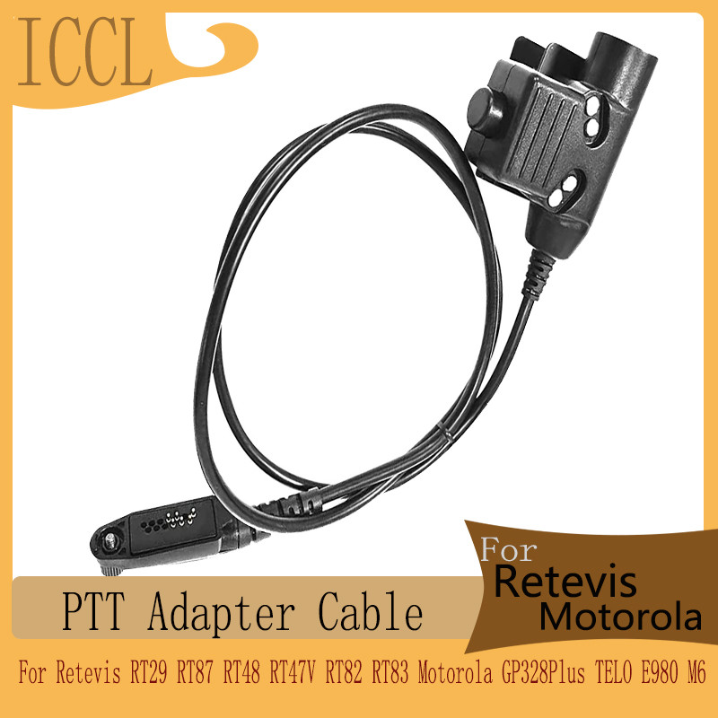 PTT Adapter Cable for Retevis,RT29,RT87, RT48, RT47V, RT82, RT83,Ailunce HD1,Motorola GP328Plus, Tal