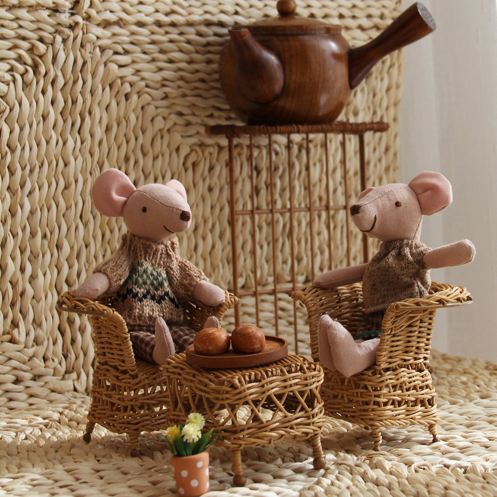 H-15Cm Play House Doll Changeable Dress Sweater Mouse for Bjd Ob11 Maileg Dollhouse Accessories for