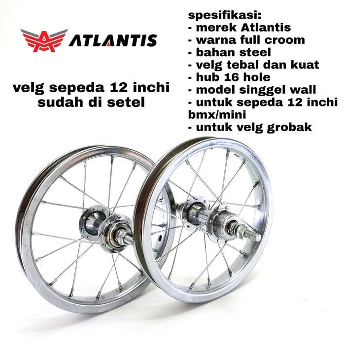 Meroca Bike - Roda Velg Sepeda Anak Wheelset 12 Inch Mini Bmx Gerobak Depan Belakang