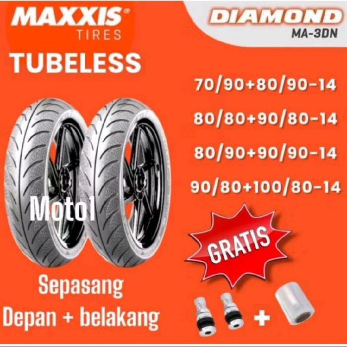 Paket Ban Maxxis Diamond Tubless MA-3DN Pilihan Ring 14 - Motorcycle
