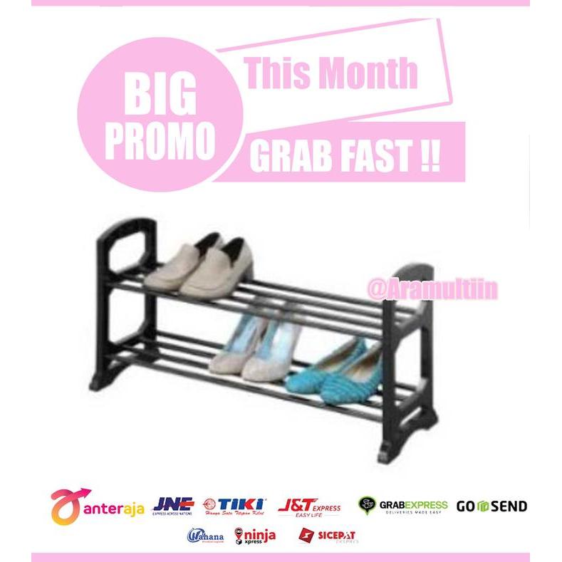 Krisbow Rak Sepatu Stackable 2 Tingkat - Hitam