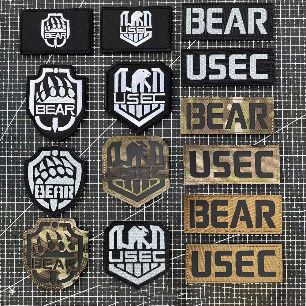 Escape From Tarkov IR PVC Patch Backpack Tactical Stickers Embroidery Patches for Clothing USEC BEAR