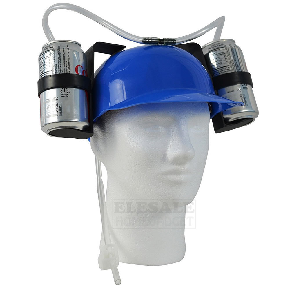 Creative Lazy Drinking Hat Beer Sada Can Dual Holder Helmet Cap With Soft Straw Bar Fun Unique Party