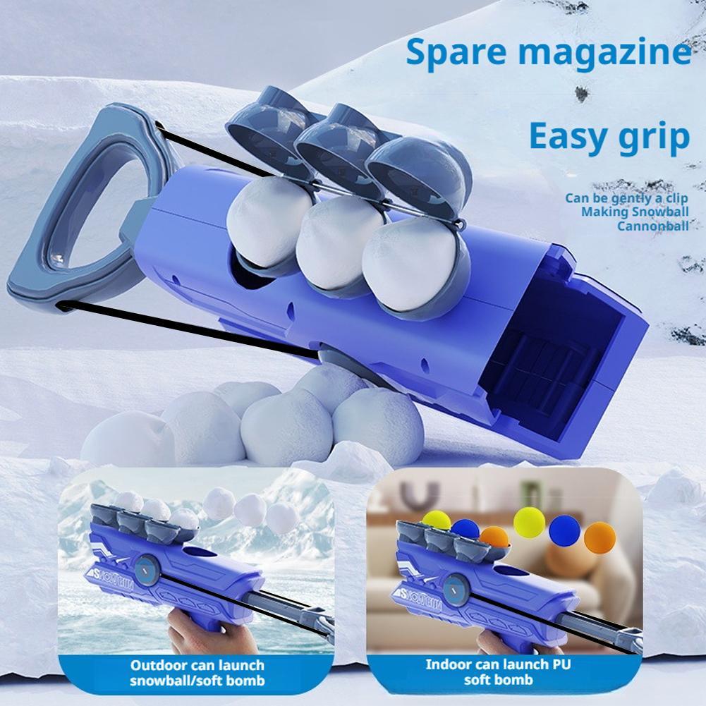 2 in 1 Soft Foam Ball and Snowball Gun Winter Outdoor Snowball Fight Fun Toy Launcher for Kids