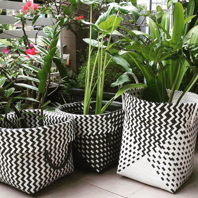 Top Pot Tanaman Plastik, Cover Pot Anyaman, Keranjang Tanaman, Bakul