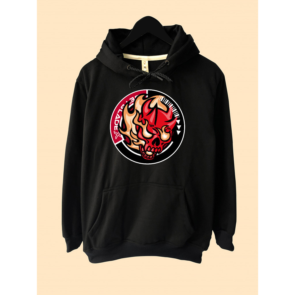 Jaket Hoodie Anime Beyblade X Gear Chip logo Hells Scythe