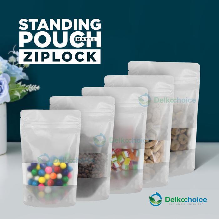 STANDING POUCH WINDOW ZIPLOCK WHITE MATTE DELKOCHOICE