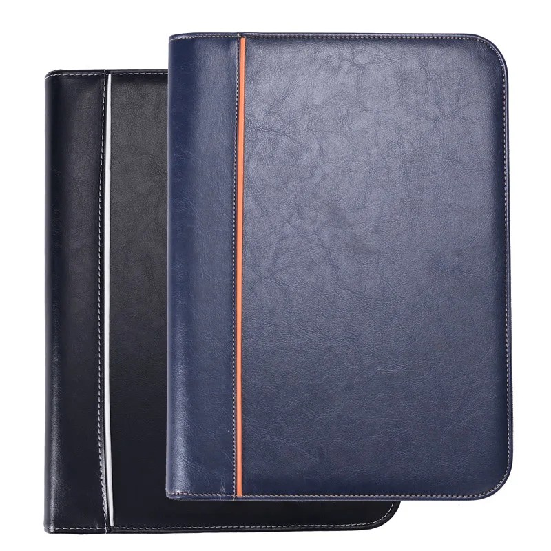 A4 Zipper File Bag with Calculator Leather Folder Exhibition Folder Information Book Briefcase