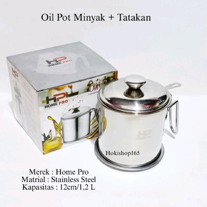Wadah Minyak Oil Pot Home Pro 1,2 Liter/Oil Pot Saring Minyak Bekas Lengkap Piring Tatakan
