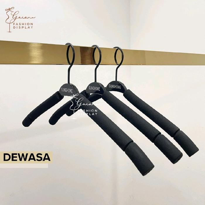 Hanger Kawat Busa Hitam Gantungan Baju Shaby Chic Dewasa Hanger Besi Unik Hanger Jepit Busa