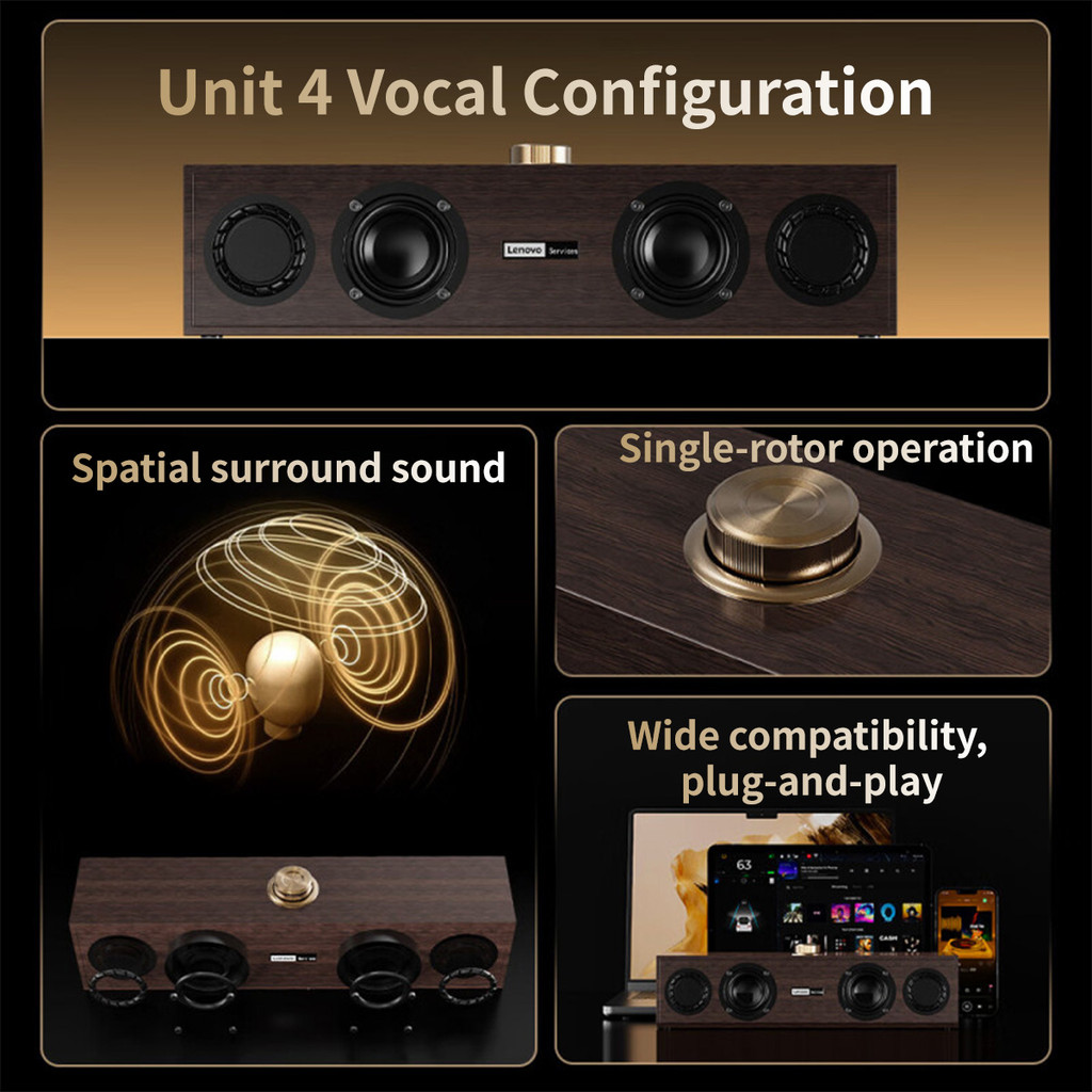 Lenovo C02 Multimedia Speaker Bluetooth Speaker Wired/Bluetooth Dual-Mode Speaker Retro Speaker