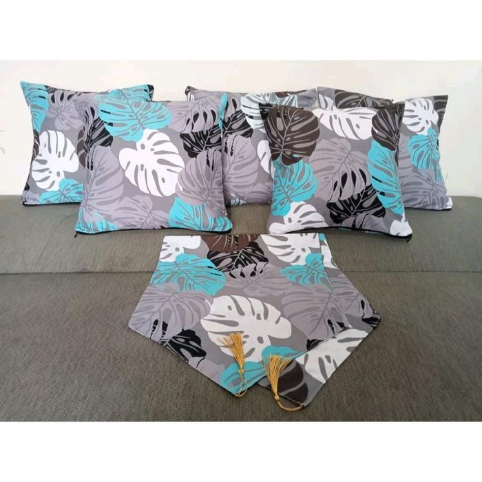 Premium Satu Set 5 Sarung Bantal Sofa +1 Taplak Meja Untuk Sofa Ruang Tamu Original