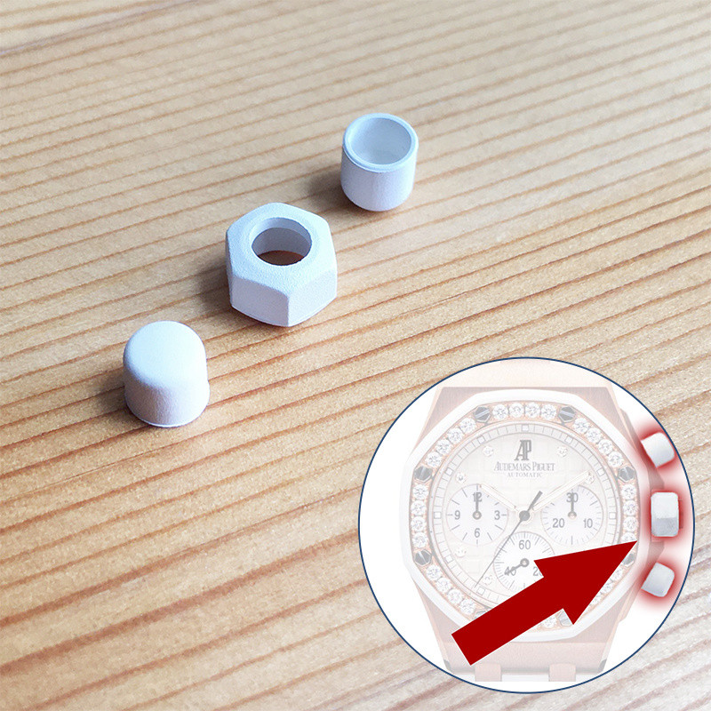 White rubber crown and button cover for AP Audemars Piguet Royal Oak Offshore 37mm chronograph watch