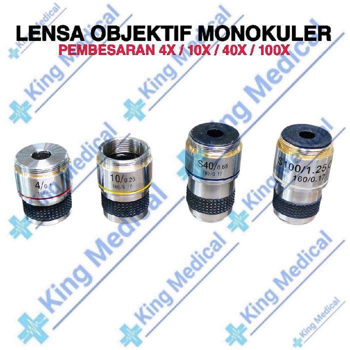 Lensa Objektif 4X/10X/40X/100X Mikroskop Microscope Monokuler